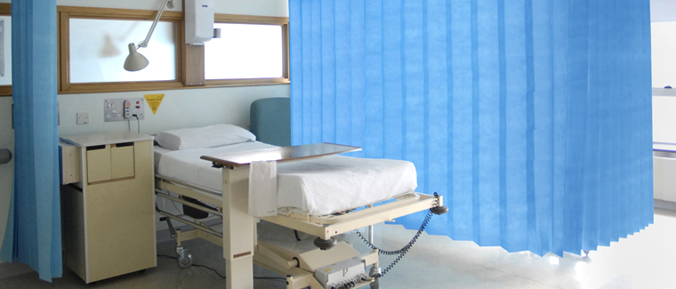 disposable curtain in hospital ward